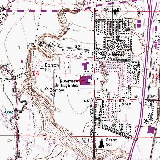 Topographic Map of Riverview Junior High School, UT