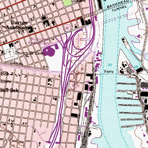 Topographic Map of Canal Street Holiness Church, AL