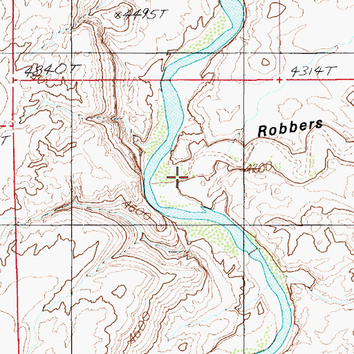 Topographic Map of Robbers Roost Canyon, UT