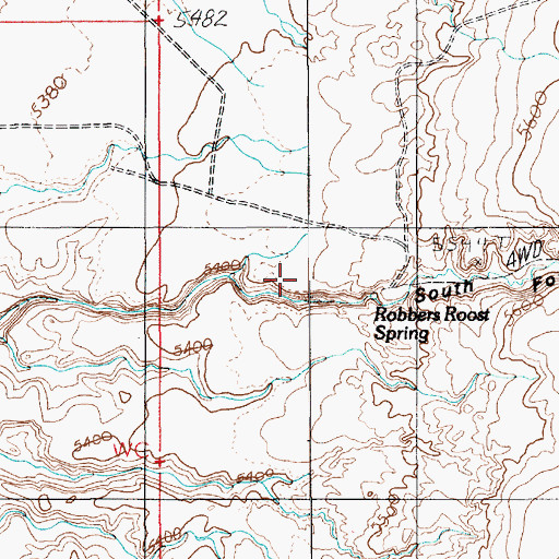Topographic Map of Robbers Roost Spring, UT