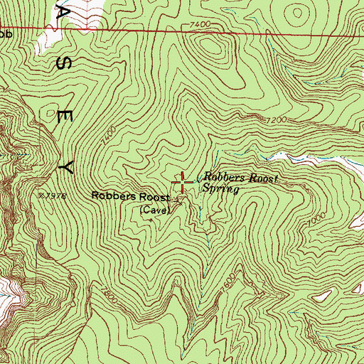 Topographic Map of Robbers Roost Spring, UT