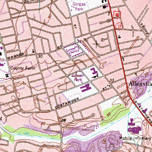 Topographic Map of Carver Park, AL