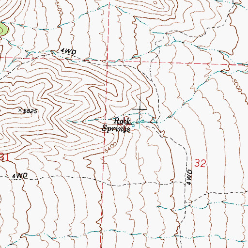 Topographic Map of Rock Springs, UT