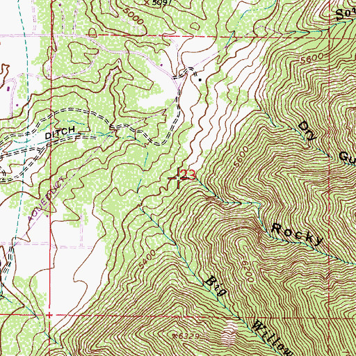 Topographic Map of Rocky Mouth Canyon, UT