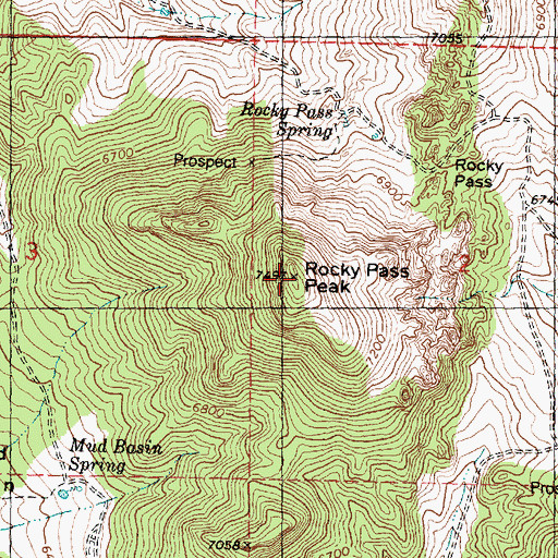 Topographic Map of Rocky Pass Peak, UT