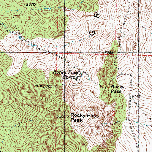 Topographic Map of Rocky Pass Spring, UT