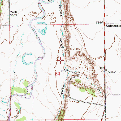 Topographic Map of Rocky Point Canal, UT