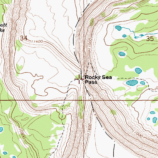 Topographic Map of Rocky Sea Pass, UT