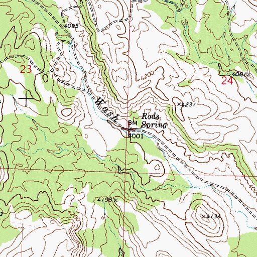 Topographic Map of Rods Spring, UT