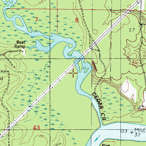 Topographic Map of Cedar Creek Fish Camp, AL