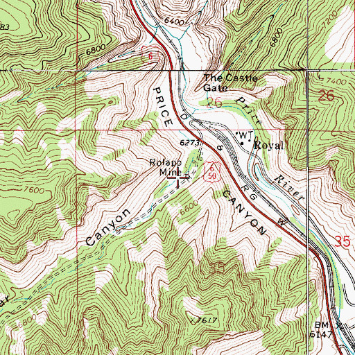 Topographic Map of Rolapp Mine, UT