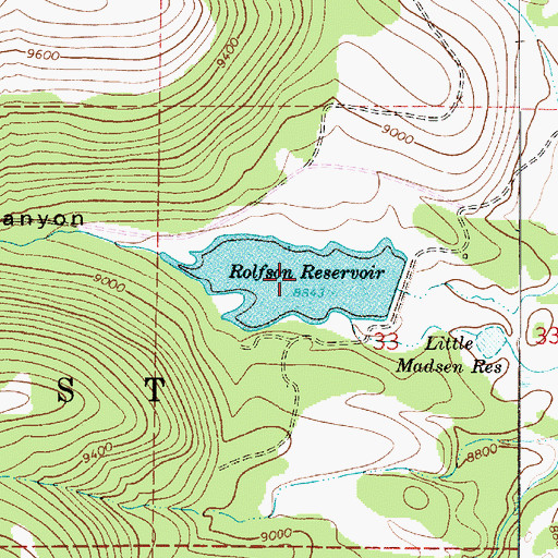 Topographic Map of Rolfson Reservoir, UT