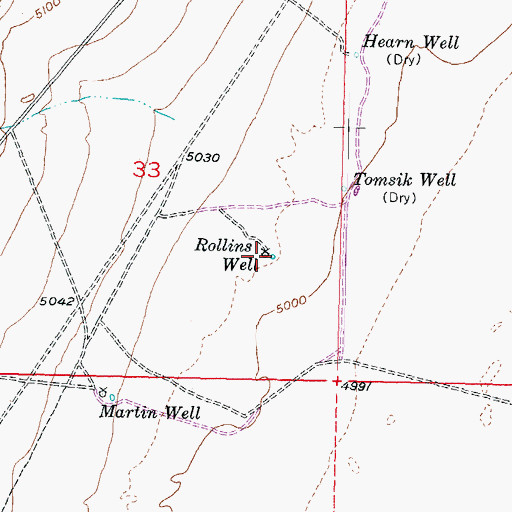 Topographic Map of Rollins Well, UT