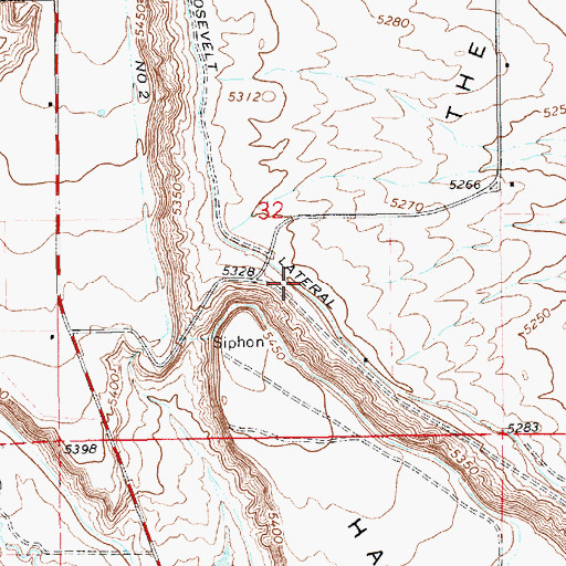 Topographic Map of Roosevelt Lateral, UT