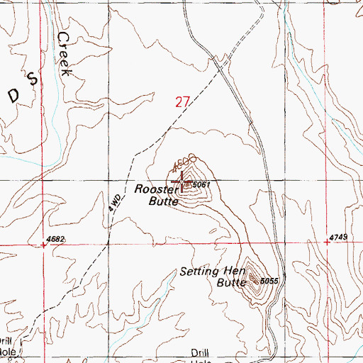 Topographic Map of Rooster Butte, UT