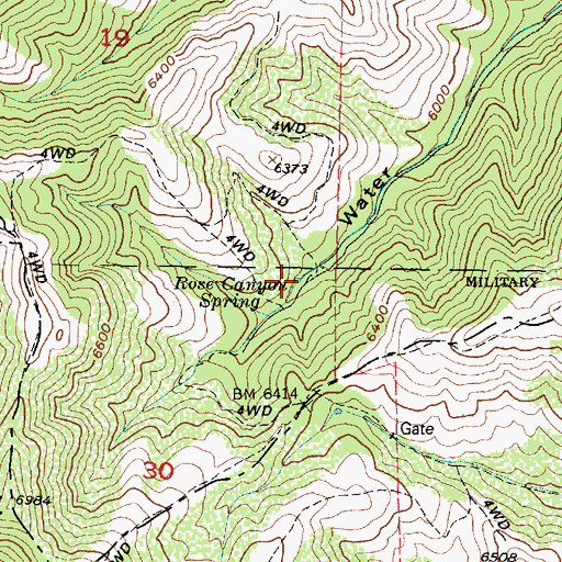 Topographic Map of Rose Canyon Spring, UT