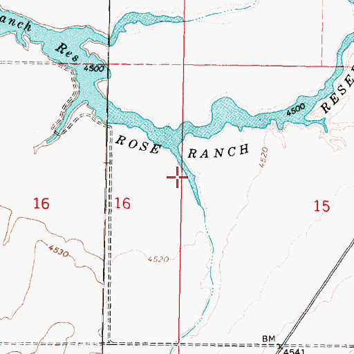 Topographic Map of Rose Ranch Reservoir, UT