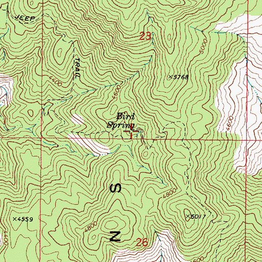 Topographic Map of Bird Spring, AZ