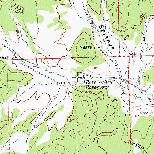 Topographic Map of Rose Valley Reservoir, UT