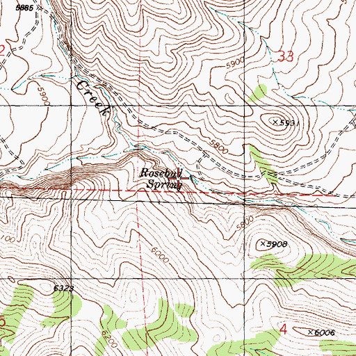 Topographic Map of Rosebud Spring, UT