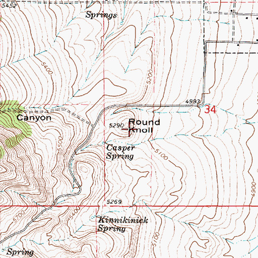 Topographic Map of Round Knoll, UT