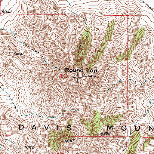 Topographic Map of Round Top, UT