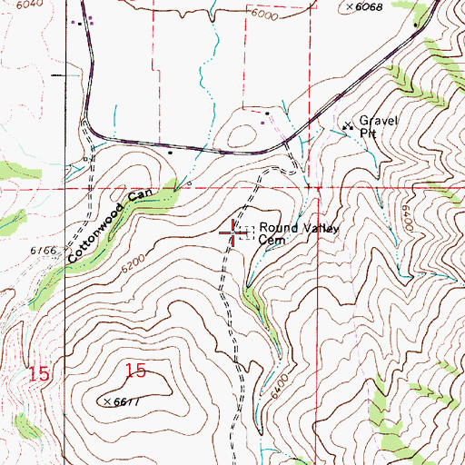 Topographic Map of Round Valley Cemetery, UT