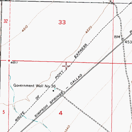 Topographic Map of Route of Pony Express, UT