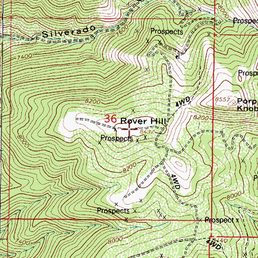 Topographic Map of Rover Hill, UT