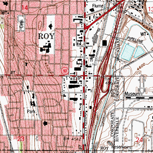 Topographic Map of Roy, UT