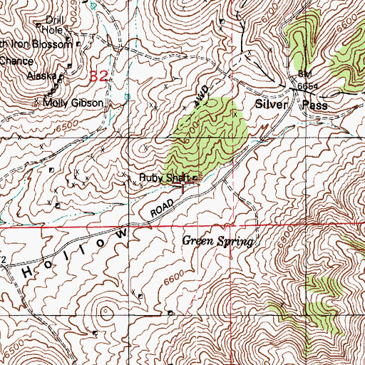 Topographic Map of Ruby Shaft, UT