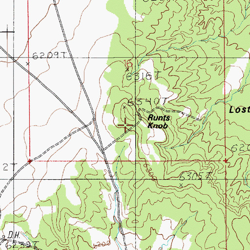 Topographic Map of Runts Knob, UT