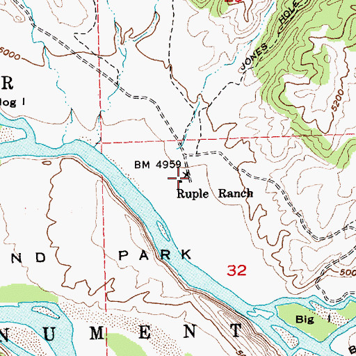 Topographic Map of Ruple Ranch, UT