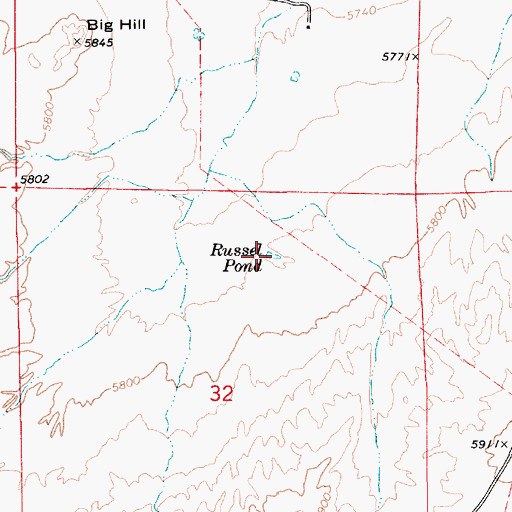 Topographic Map of Russel Pond, UT