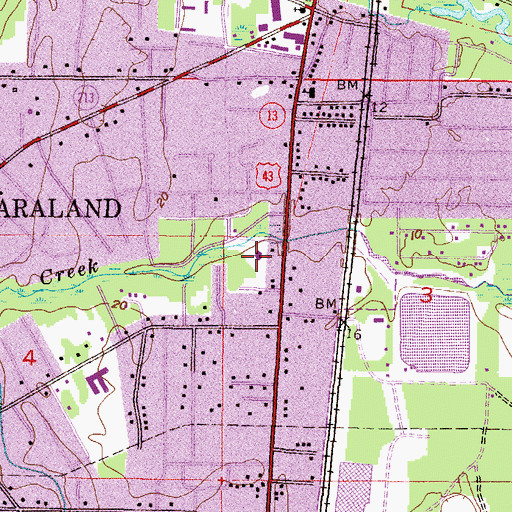 Topographic Map of Central Church of Christ, AL