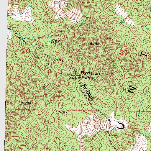 Topographic Map of Rydalch Pass, UT