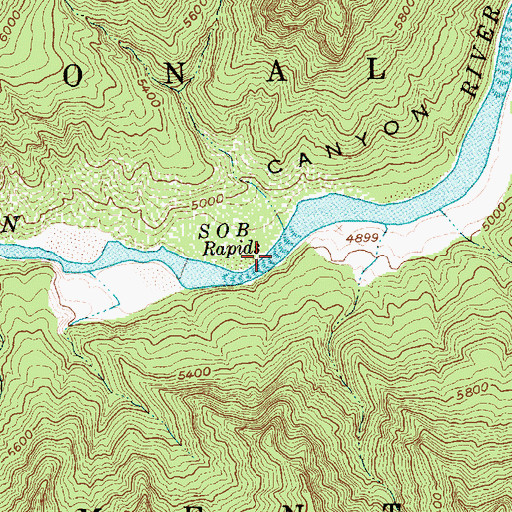 Topographic Map of S O B Rapids, UT