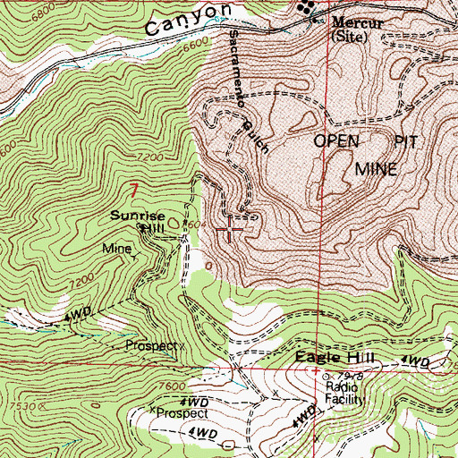 Topographic Map of Sacramento Mine, UT