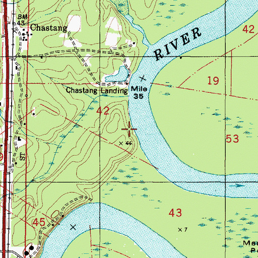 Topographic Map of Chastang Bluff, AL