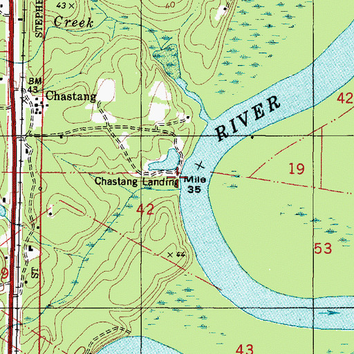 Topographic Map of Chastang Landing, AL