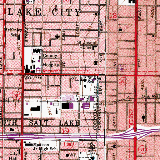 Topographic Map of Kearns - Saint Ann School, UT