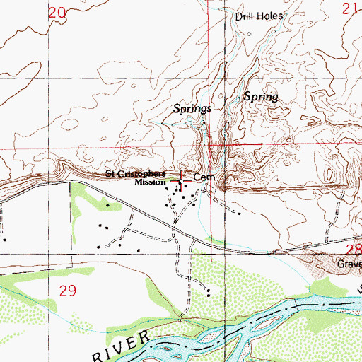 Topographic Map of Saint Christophers Mission, UT