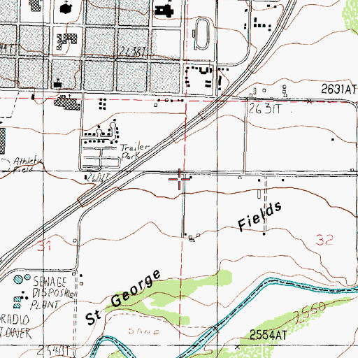 Topographic Map of Saint George Fields, UT