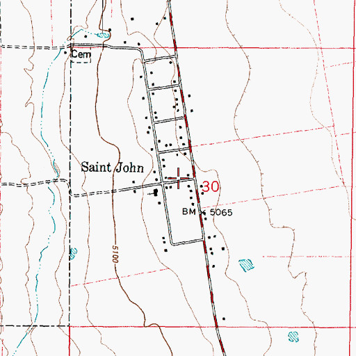 Topographic Map of Saint John, UT