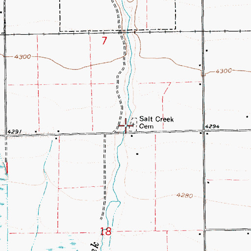 Topographic Map of Salt Creek Cemetery, UT