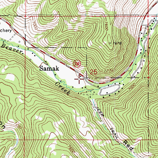 Topographic Map of Samak, UT