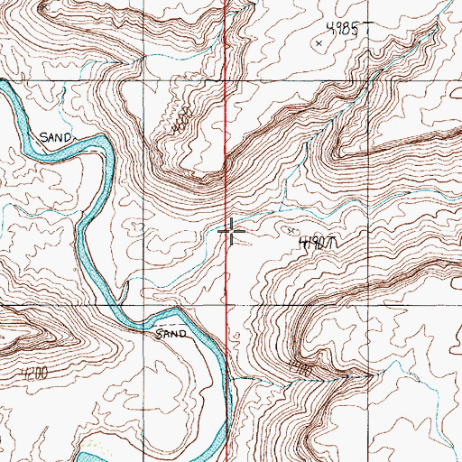 Topographic Map of Sams Mesa Box Canyon, UT