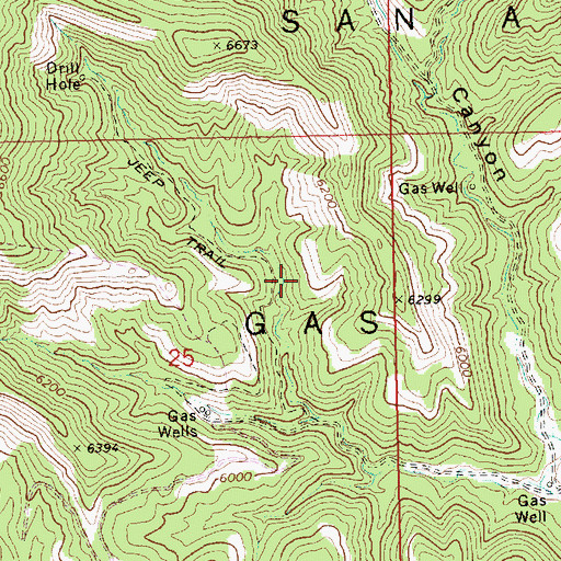 Topographic Map of San Arroyo Gas Field, UT