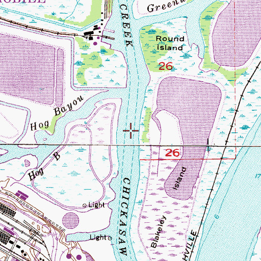 Topographic Map of Chickasaw Creek Channel, AL