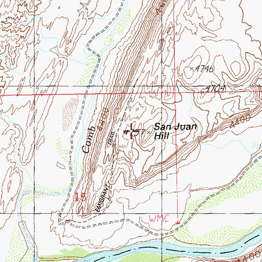 Topographic Map of San Juan Hill, UT
